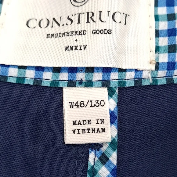 Con.Struct Men's Chino Pants Navy Blue Contrasting Waistband Stretch - Sz 48x30 - Picture 10 of 12